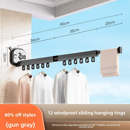 Wall-mounted folding clothes drying rack