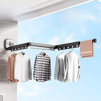 Wall-mounted folding clothes drying rack