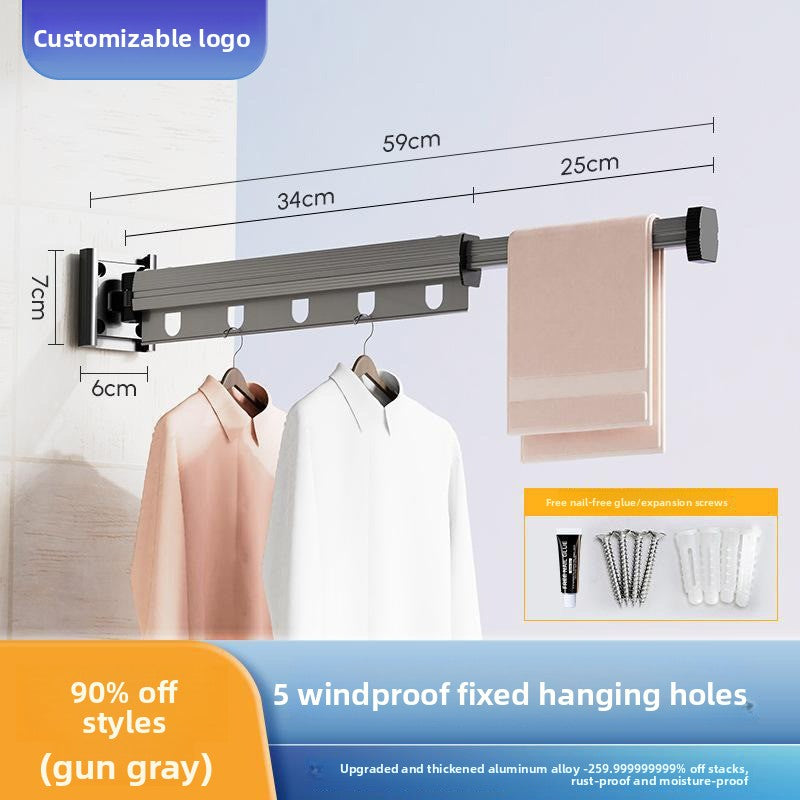 Wall-mounted folding clothes drying rack