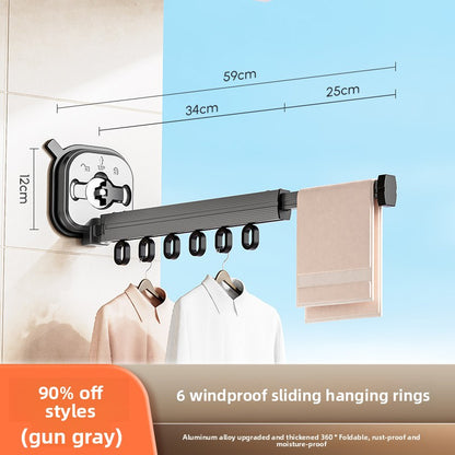 Wall-mounted folding clothes drying rack