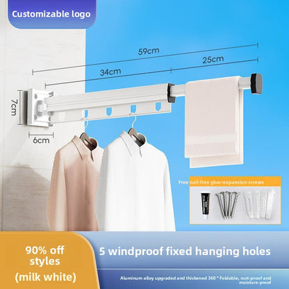 Wall-mounted folding clothes drying rack