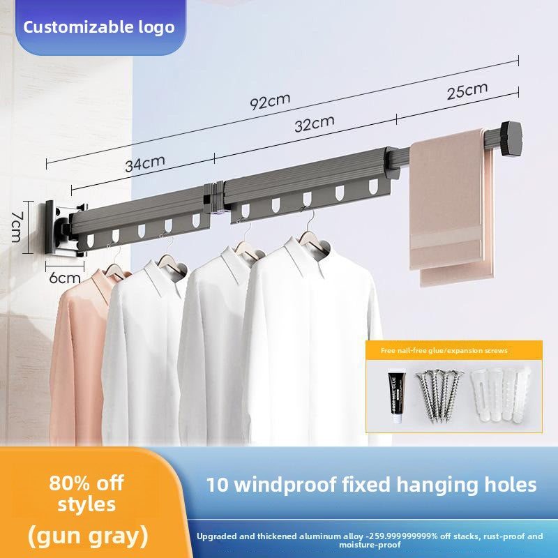 Wall-mounted folding clothes drying rack