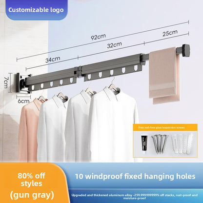 Wall-mounted folding clothes drying rack